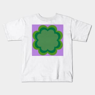 Purple green Linen textured scandi flower Kids T-Shirt